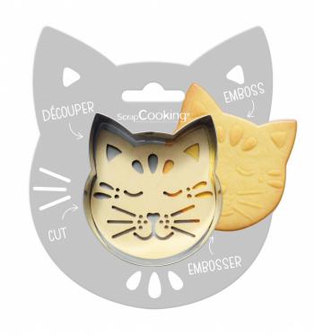Foremka do wykrawania ciasteczek kot z drewnianym szablonem - ScrapCooking