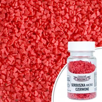 Posypka cukrowa, serduszka mikro czerwone, 3 mm (30 g) - SweetDecor