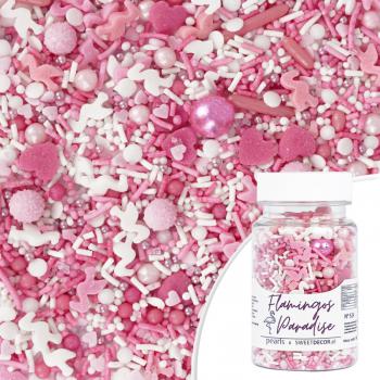 Posypka cukrowa różowa Pearls Flamingos Paradise (70 g) - SweetDecor