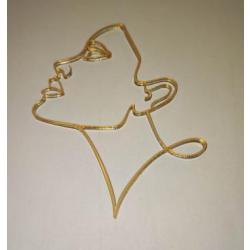 Ozdoba na tort twarz kobiety 2, złota (12 cm) - Mill Art