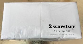 Serwetki papierowe białe 24 x 24 cm, dwuwarstwowe, komplet (400 szt.) - AleDobre.pl