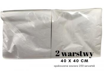 Serwetki papierowe białe 40 x 40 cm, dwuwarstwowe, komplet (250 szt.) - AleDobre.pl
