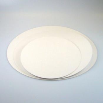 Podkład okrągły pod tort, biały gładki brzeg ( 26 cm, 5 sztuk) komplet - FunCakes