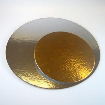 Podkłady okrągłe pod tort, złoto - srebrne (średnica: 30 cm, 3 sztuki) - FunCake