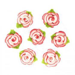 Kwiaty cukrowe biało - czerwone róże (7 szt.) - Slado -...
