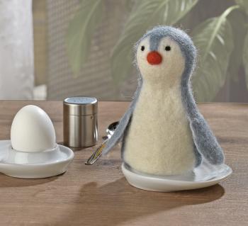Ogrzewacz na jajko, owcza wena (wys. 13 cm) pingwin - Lana - Cilio