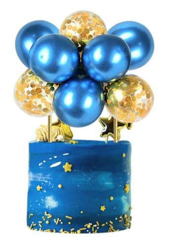 Topper girlanda balonowa na tort zoto-niebieska - CakeL