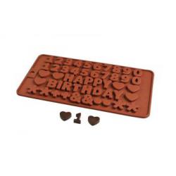 Forma silikonowa do czekolady cyfry i napis Happy Birth...