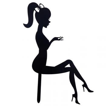 Topper akrylowy siedzca panienka (15 cm) czarny - Cake