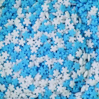 Posypka cukrowa, konfetti patki niegu biao niebieskie (50 g) - CL