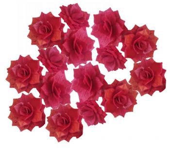 Dekoracje waflowe ryczka Rozalia, czerwona (15 szt.) - Rose Decor