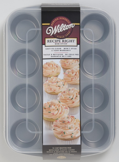 Wilton 2105-1832 Recipe Right Non-Stick Muffin Pan with Lid, 12