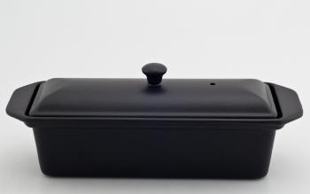 Brytfanna żeliwna emaliowana prostokątna z pokrywką (pojemność: 1 litr) w kolorze czarnym - Chasseur