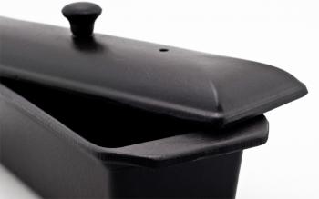 Brytfanna żeliwna emaliowana prostokątna z pokrywką (pojemność: 1,2 litra) w kolorze czarnym - Chasseur
