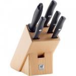 Zestaw 4 noży w drewnianym bloku (6 elementów) - Life -...
