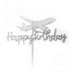 Topper ze sklejki Samolot z napisem Happy Birthday (12 ...