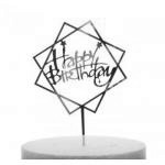 Topper akrylowy Happy Birthday, kwadraty (10.5 cm), zo...