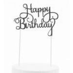 Topper papierowy na tort happy birthday, ciemnorowy b...